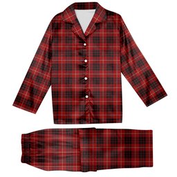 ScotsTee Shop Scottish Munro Black and Red Tartan Pajama Satin Velvet Flannel Pajama Set