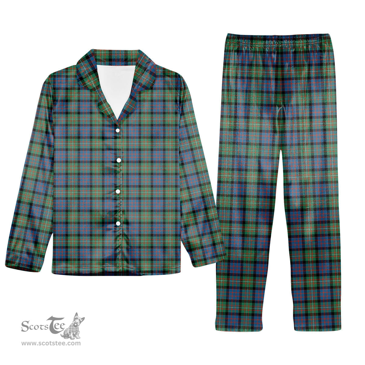 ScotsTee Shop Scottish MacDonell Of Glengarry Ancient Tartan Pajama Satin Velvet Flannel Pajama Set