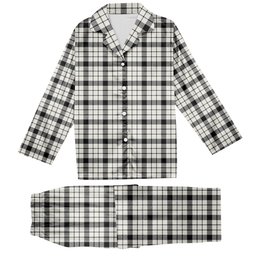 ScotsTee Shop Scottish MacFarlane Black White Modern Tartan Pajama Satin Velvet Flannel Pajama Set