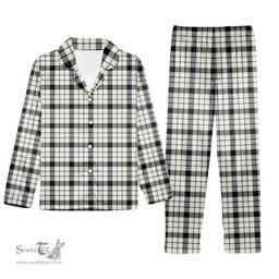 ScotsTee Shop Scottish MacFarlane Black White Modern Tartan Pajama Satin Velvet Flannel Pajama Set