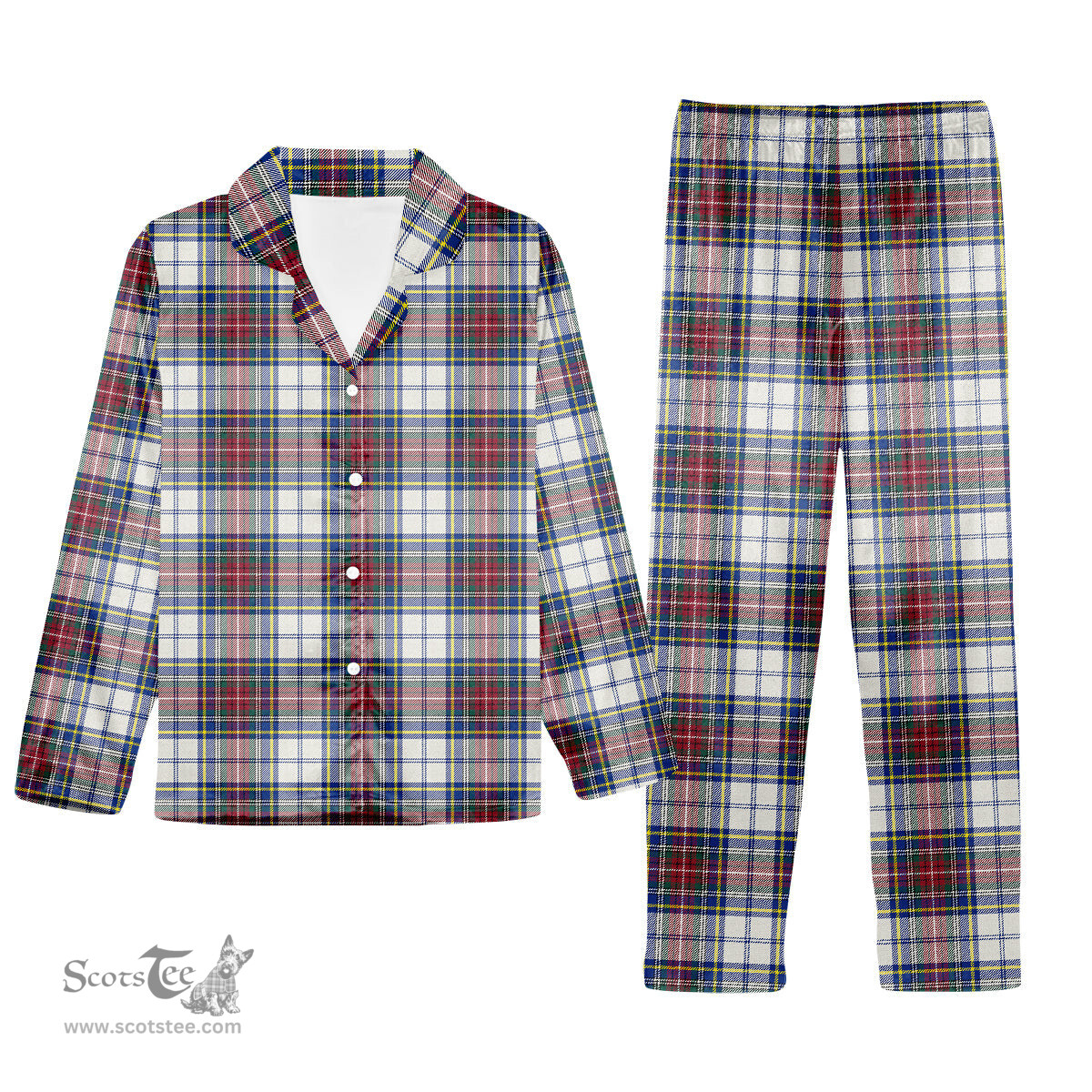 ScotsTee Shop Scottish MacBeth Dress  Modern Tartan Pajama Satin Velvet Flannel Pajama Set