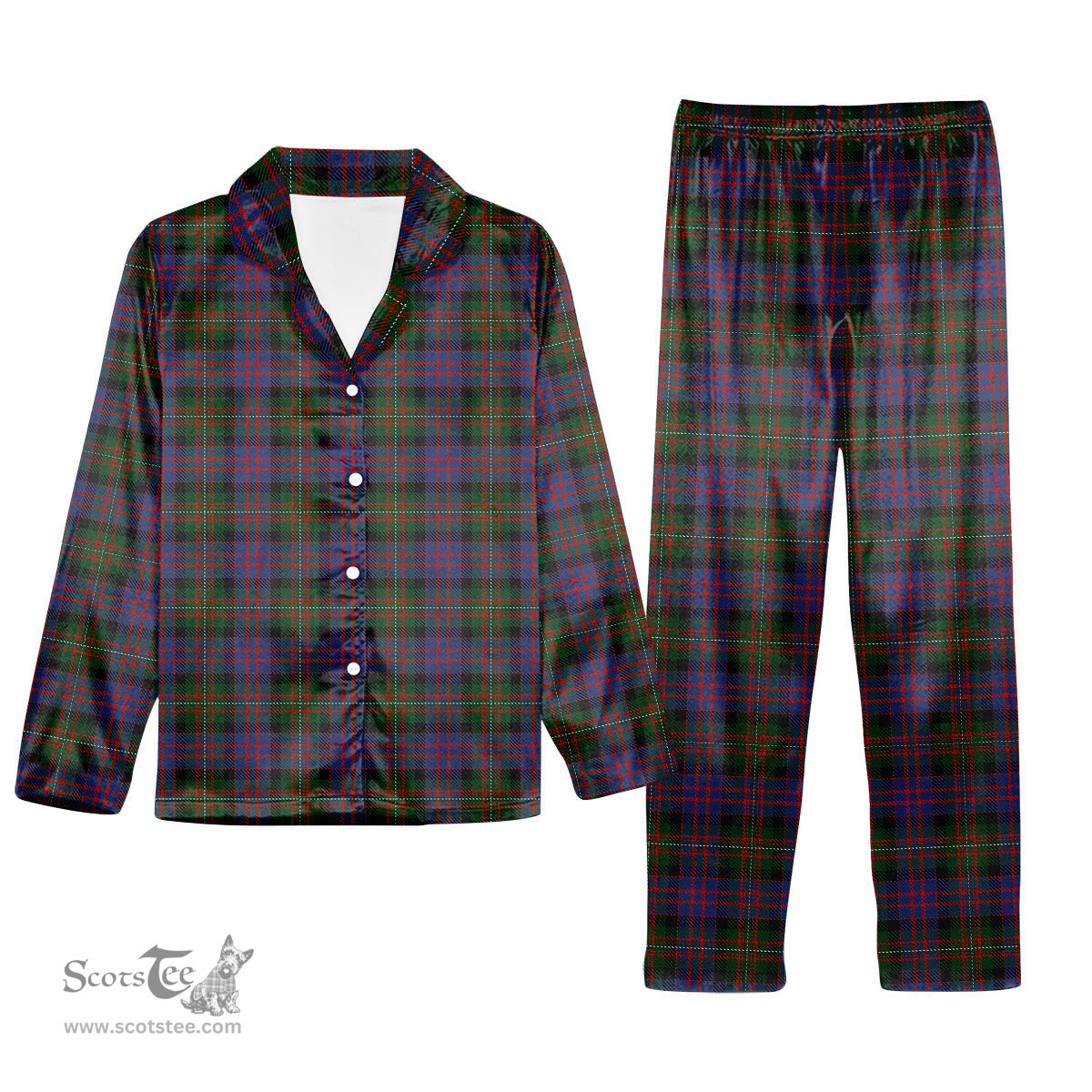 ScotsTee Shop Scottish MacDonell of Glengarry 2 Tartan Pajama Satin Velvet Flannel Pajama Set