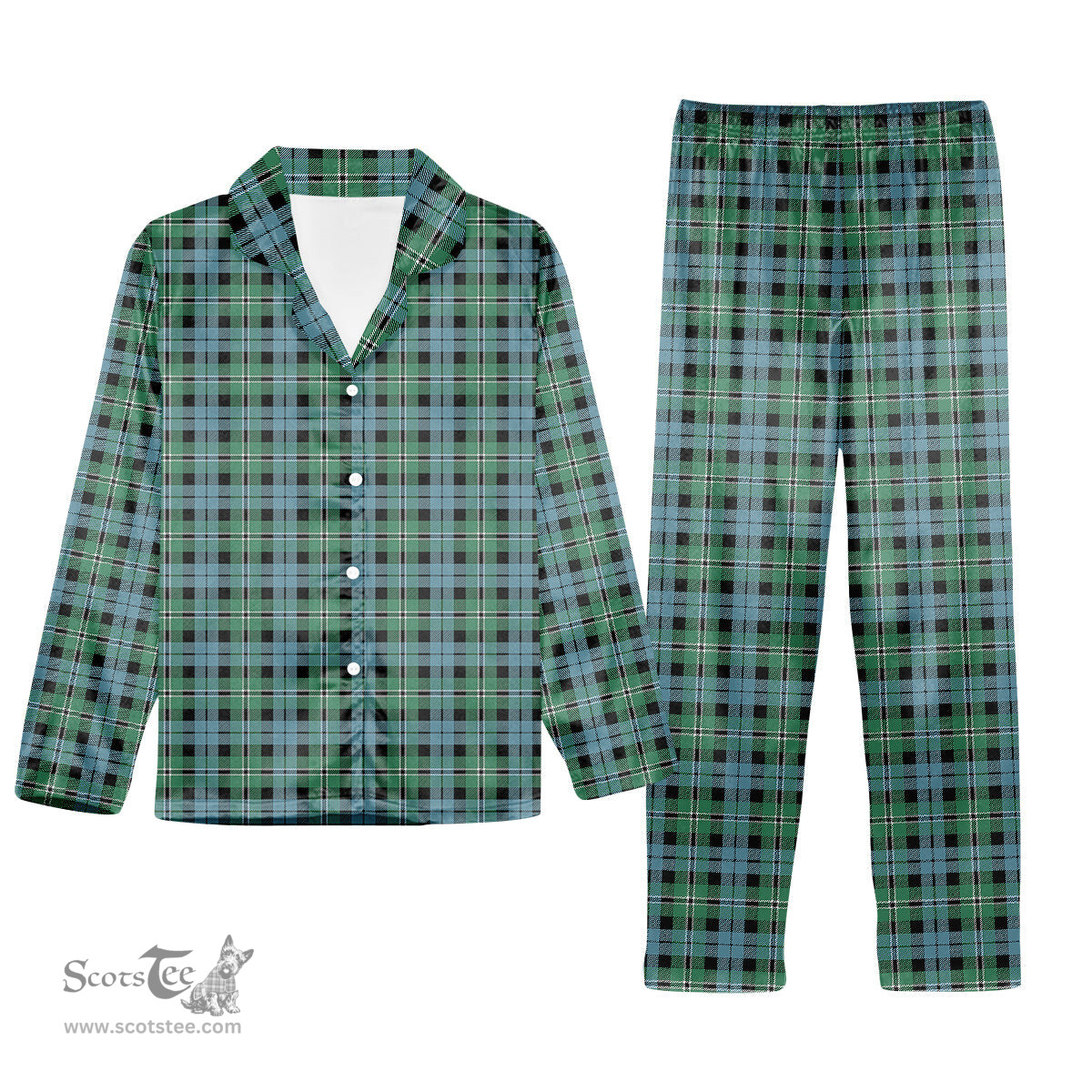 ScotsTee Shop Scottish Melville Modern Tartan Pajama Satin Velvet Flannel Pajama Set