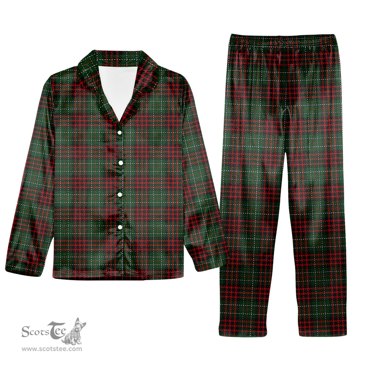 ScotsTee Shop Scottish MacDiarmid 3 Tartan Pajama Satin Velvet Flannel Pajama Set