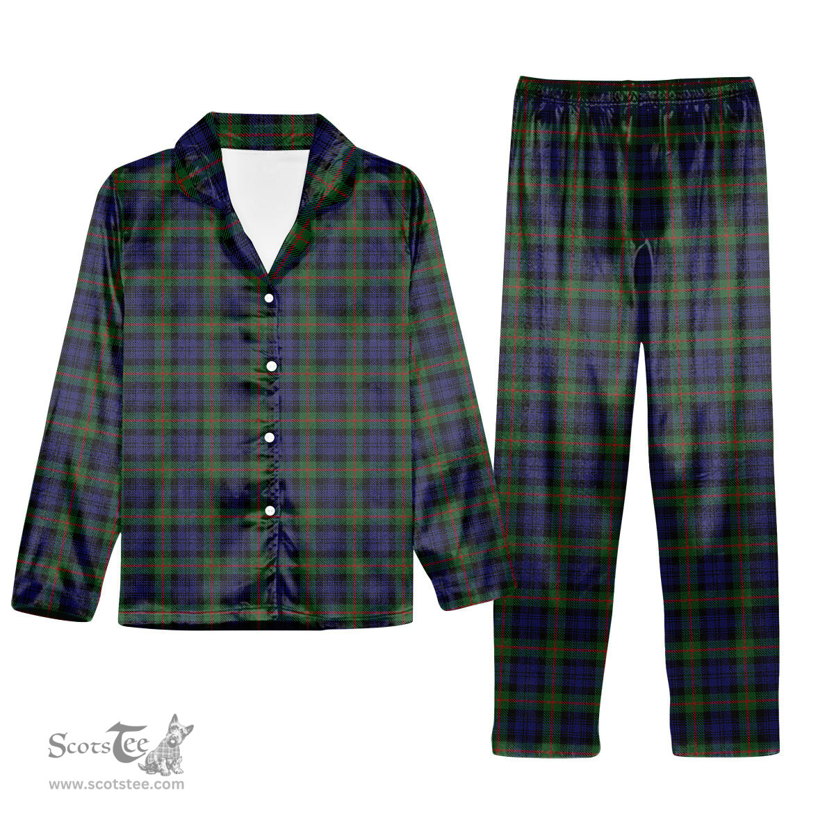 ScotsTee Shop Scottish Murray 1816 2 Tartan Pajama Satin Velvet Flannel Pajama Set