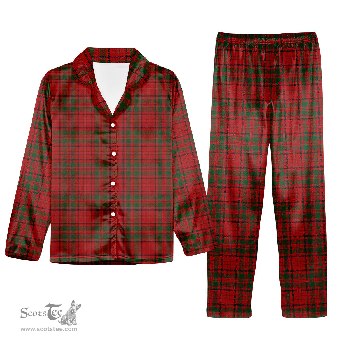 ScotsTee Shop Scottish MacDougall 1980 Tartan Pajama Satin Velvet Flannel Pajama Set