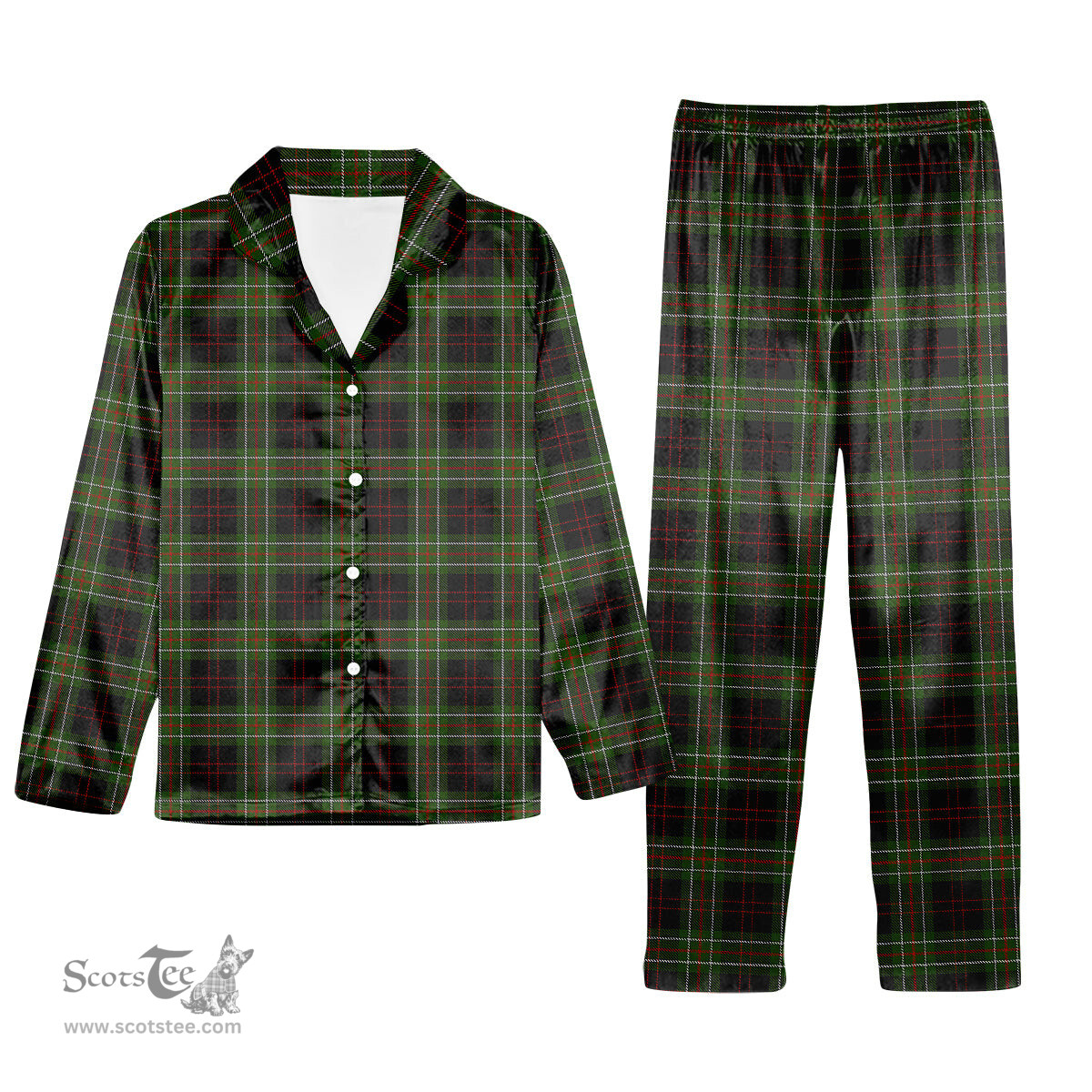ScotsTee Shop Scottish MacDiarmid Tartan Pajama Satin Velvet Flannel Pajama Set