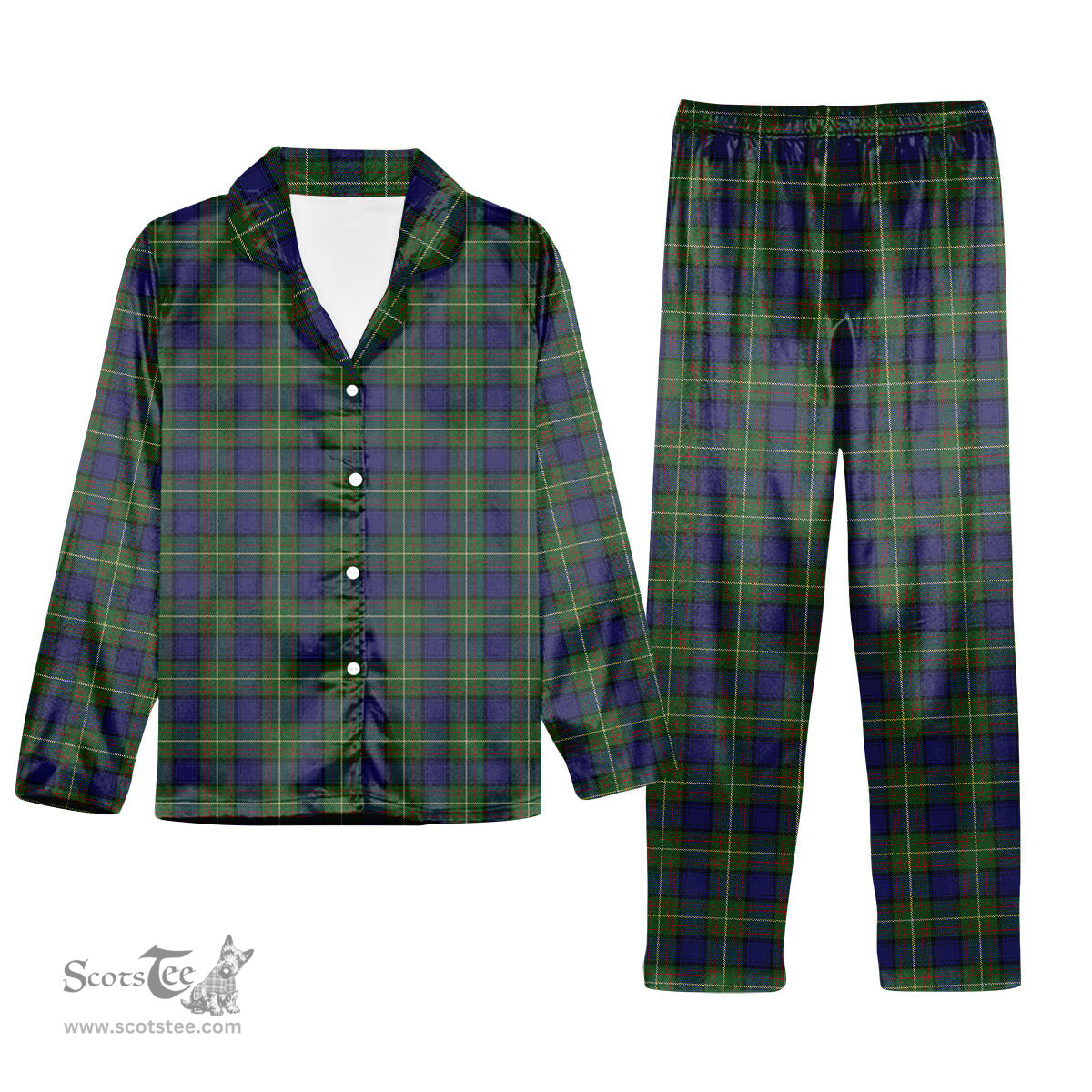 ScotsTee Shop Scottish Mulcahy Tartan Pajama Satin Velvet Flannel Pajama Set