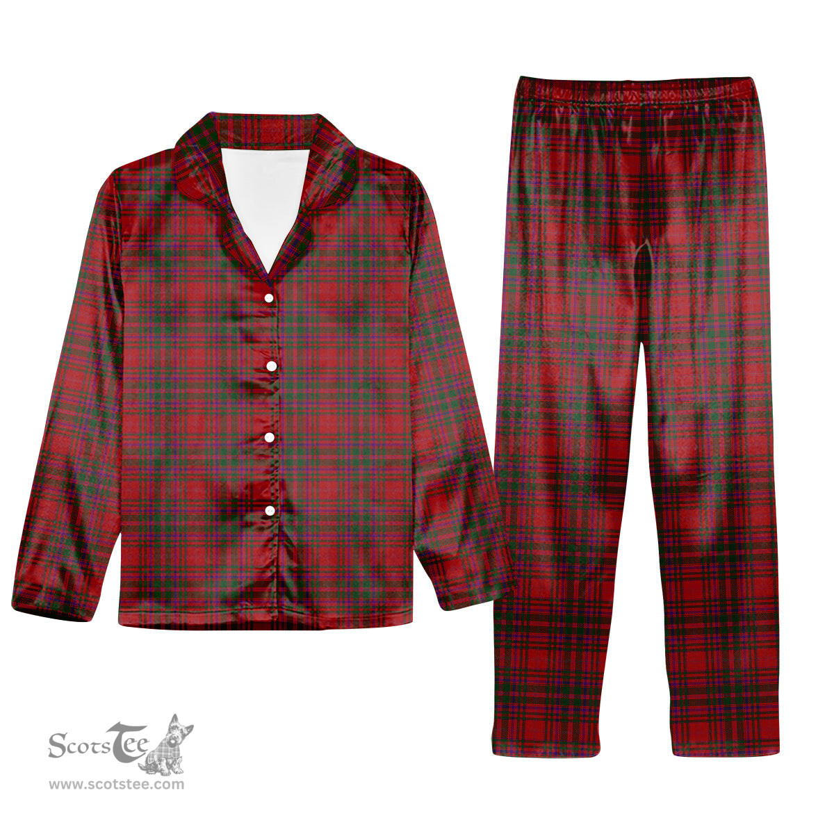 ScotsTee Shop Scottish MacDougall 1819 Tartan Pajama Satin Velvet Flannel Pajama Set