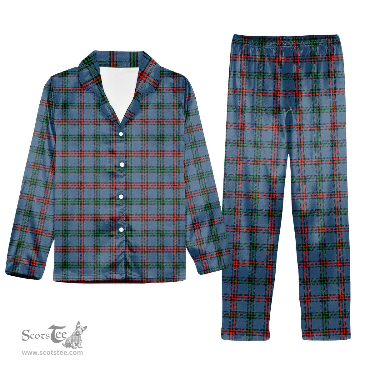 ScotsTee Shop Scottish Montgomery of Ayrshire Ancient Tartan Pajama Satin Velvet Flannel Pajama Set
