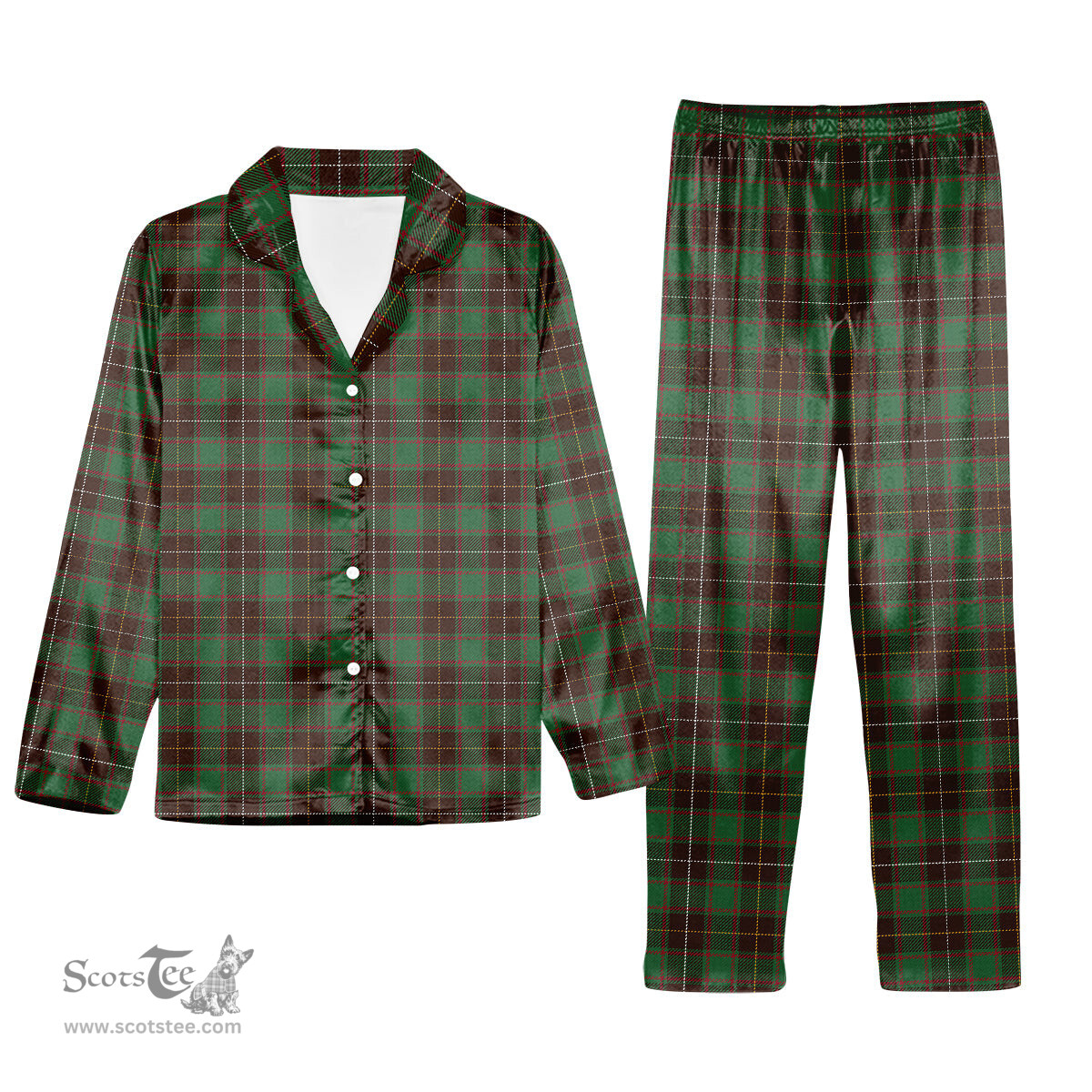 ScotsTee Shop Scottish McPhee Hunting Modern Tartan Pajama Satin Velvet Flannel Pajama Set