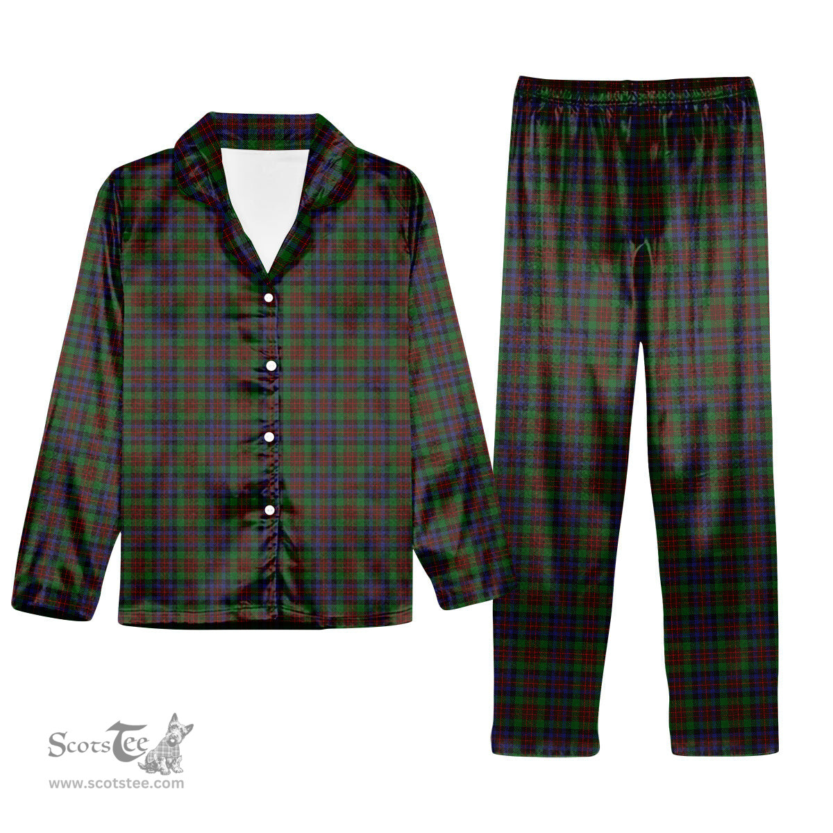 ScotsTee Shop Scottish MacDuff Hunting Tartan Pajama Satin Velvet Flannel Pajama Set