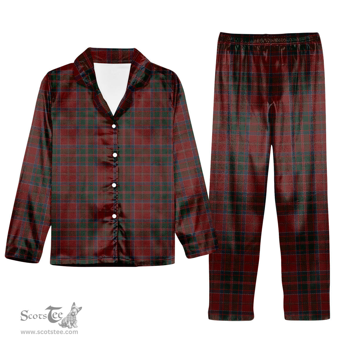 ScotsTee Shop Scottish MacDonald of Glencoe Tartan Pajama Satin Velvet Flannel Pajama Set