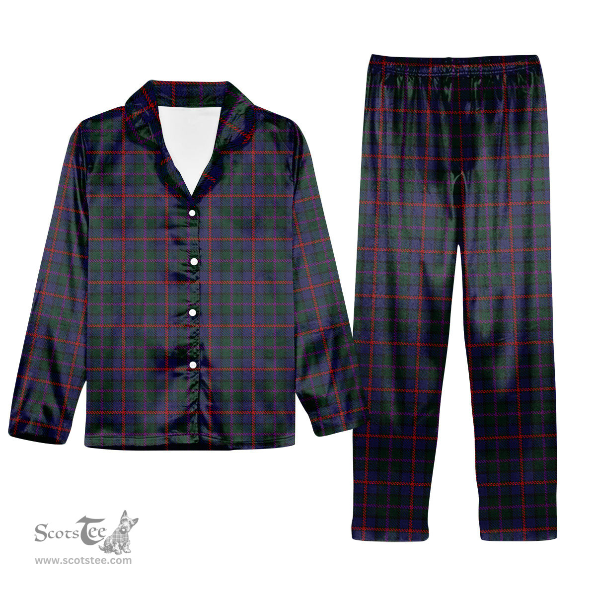 ScotsTee Shop Scottish MacCaughan or MacEachain Tartan Pajama Satin Velvet Flannel Pajama Set