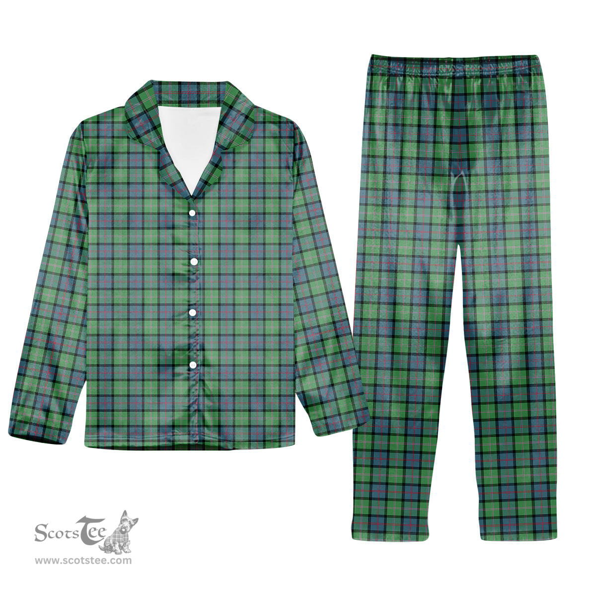 ScotsTee Shop Scottish McThomas Ancient Tartan Pajama Satin Velvet Flannel Pajama Set