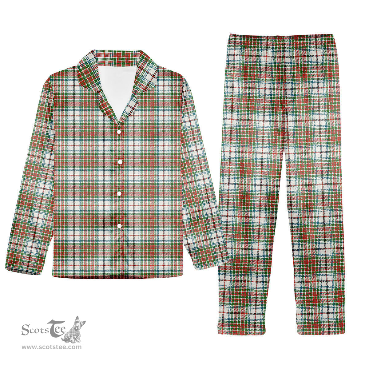 ScotsTee Shop Scottish MacBean Dress Ancient Tartan Pajama Satin Velvet Flannel Pajama Set