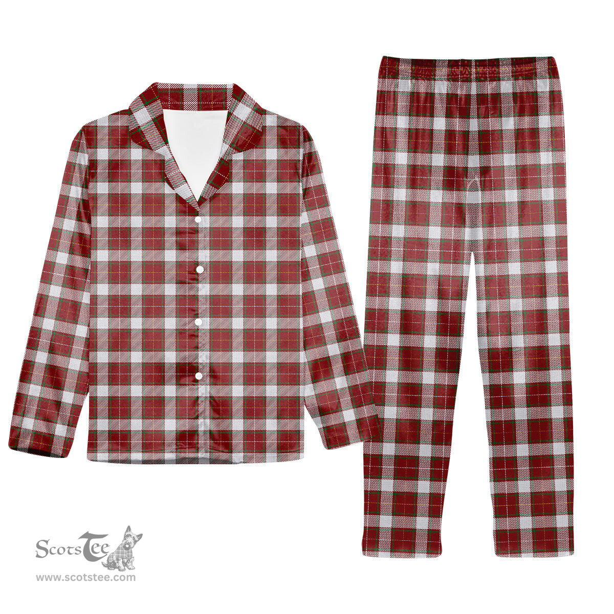 ScotsTee Shop Scottish McPhee Dress Ancient Tartan Pajama Satin Velvet Flannel Pajama Set