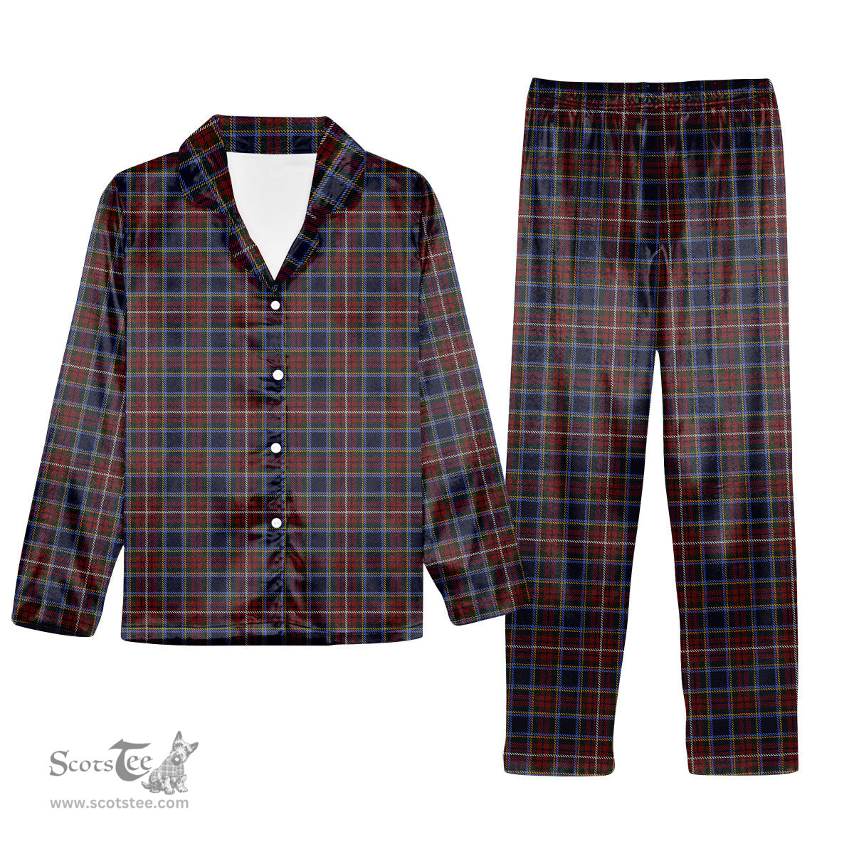 ScotsTee Shop Scottish Moon Georgia USA Tartan Pajama Satin Velvet Flannel Pajama Set
