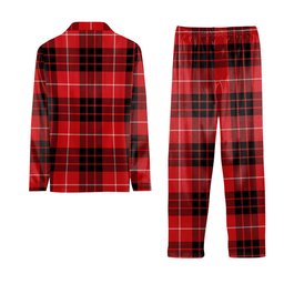 ScotsTee Shop Scottish Munro Black and Red Modern Tartan Pajama Satin Velvet Flannel Pajama Set