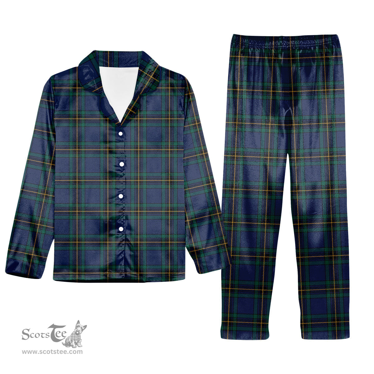 ScotsTee Shop Scottish Murray of Elibank Modern Tartan Pajama Satin Velvet Flannel Pajama Set