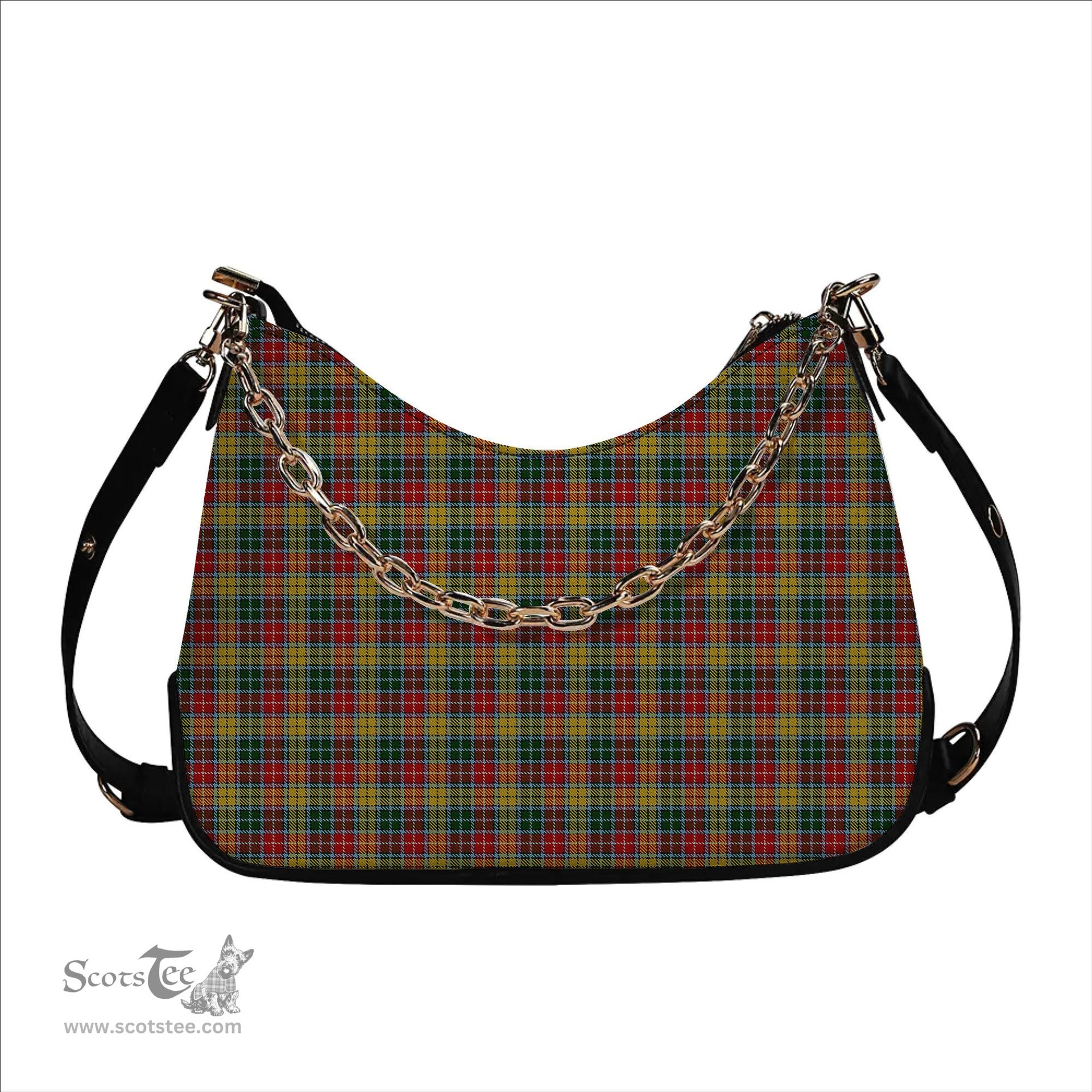 ScotsTee Shop Scottish Buchanan 1800 Tartan Handbag Women's Shoulder Bag With Chain