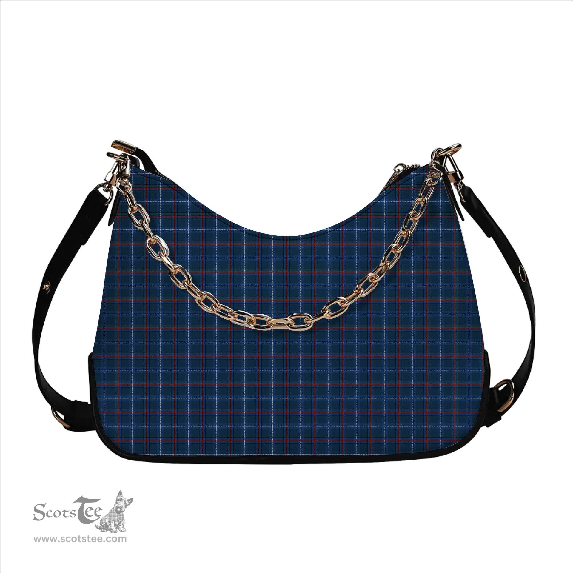 ScotsTee Shop Scottish American National Modern Tartan Handbag Women's Shoulder Bag With Chain