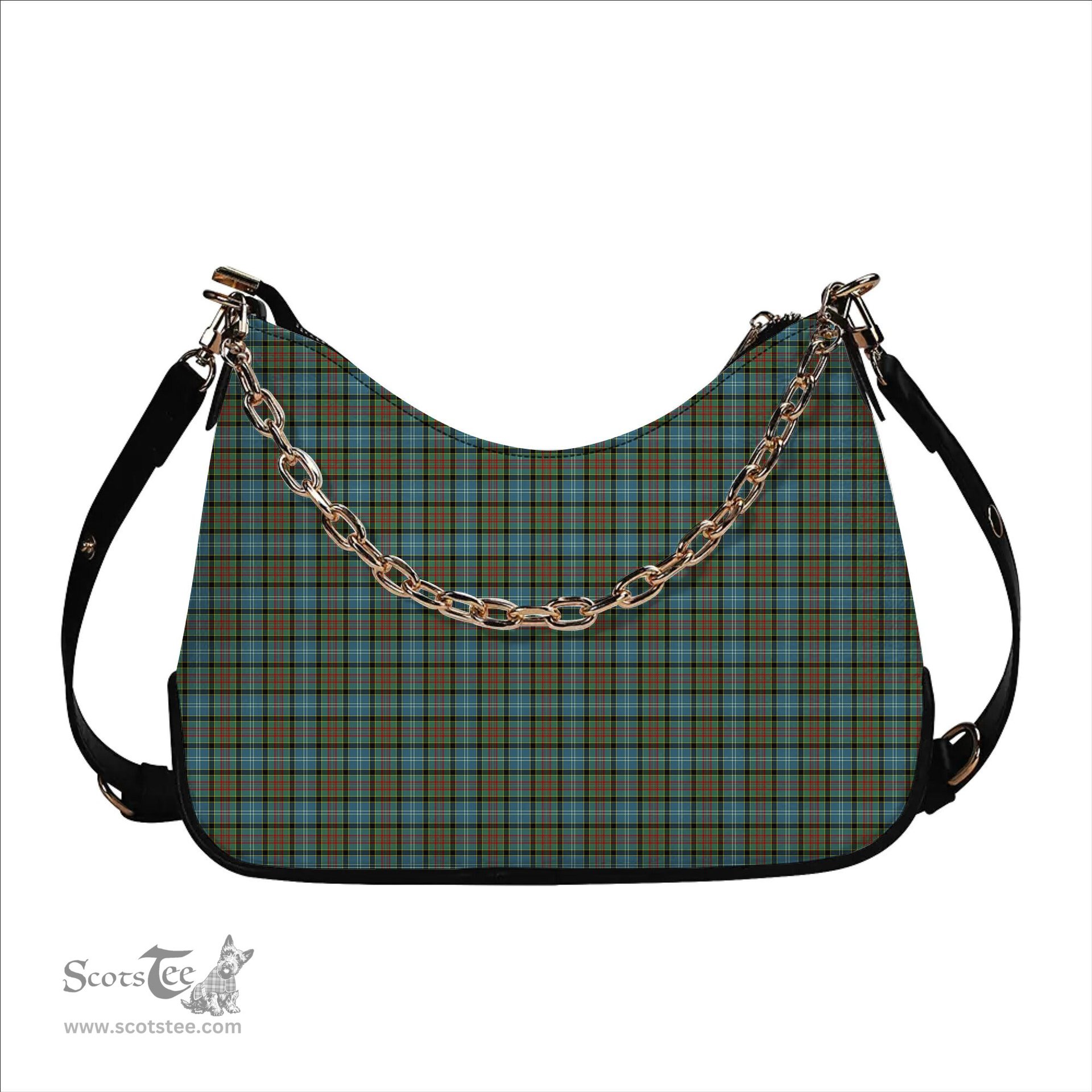 ScotsTee Shop Scottish Brisbane Modern Tartan Handbag Women's Shoulder Bag With Chain