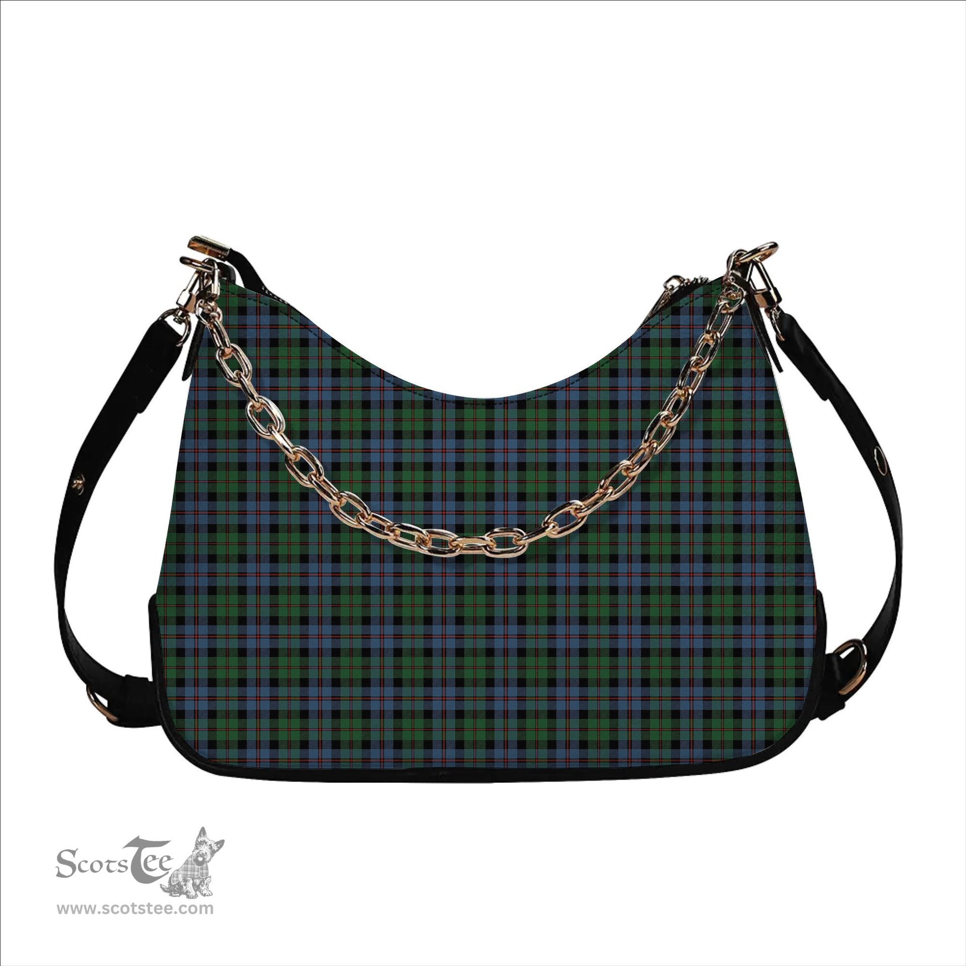 ScotsTee Shop Scottish Black Watch Coarse Kilt Ancient Tartan Handbag Women's Shoulder Bag With Chain