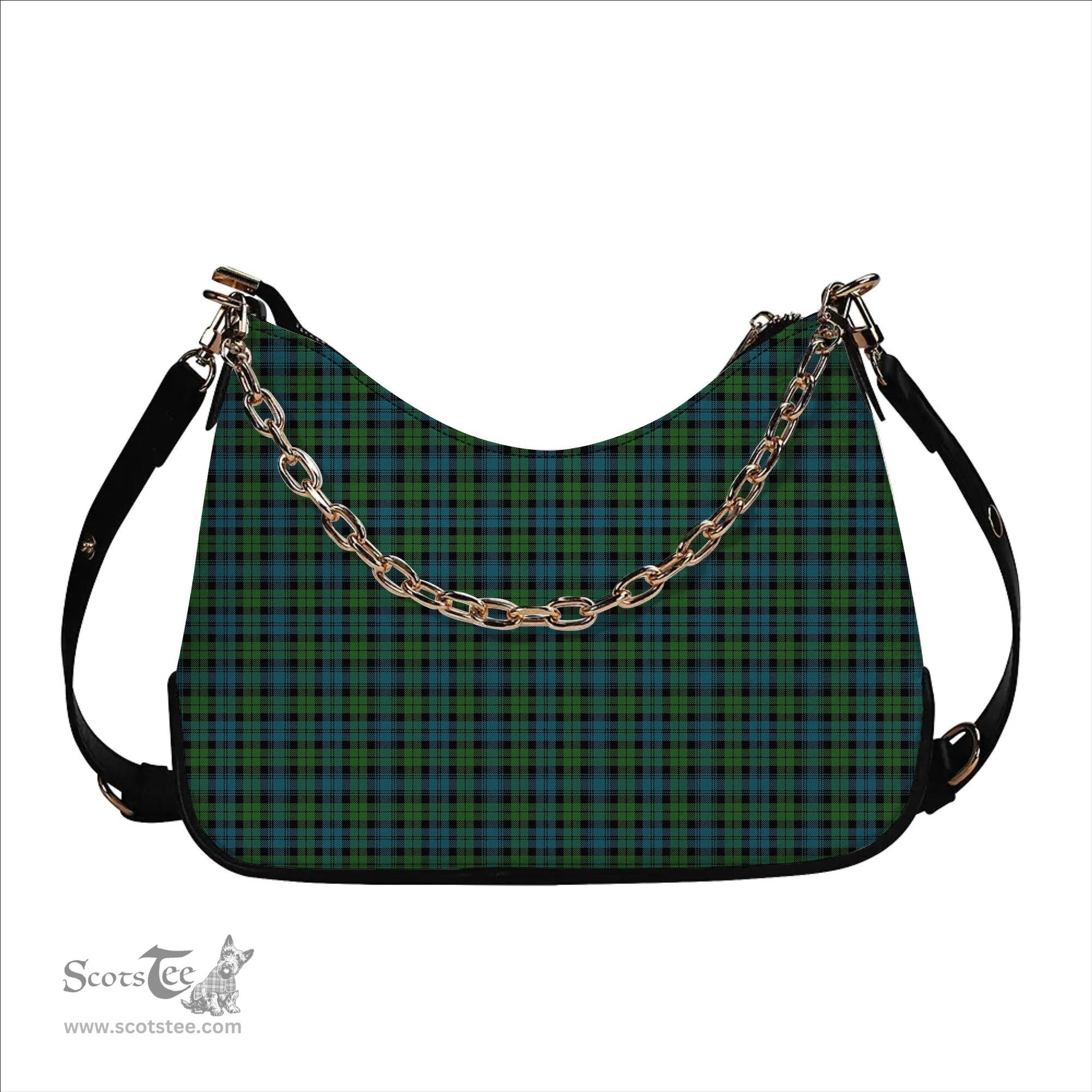 ScotsTee Shop Scottish Black Watch Ancient Clan Tartan Handbag Women's Shoulder Bag With Chain