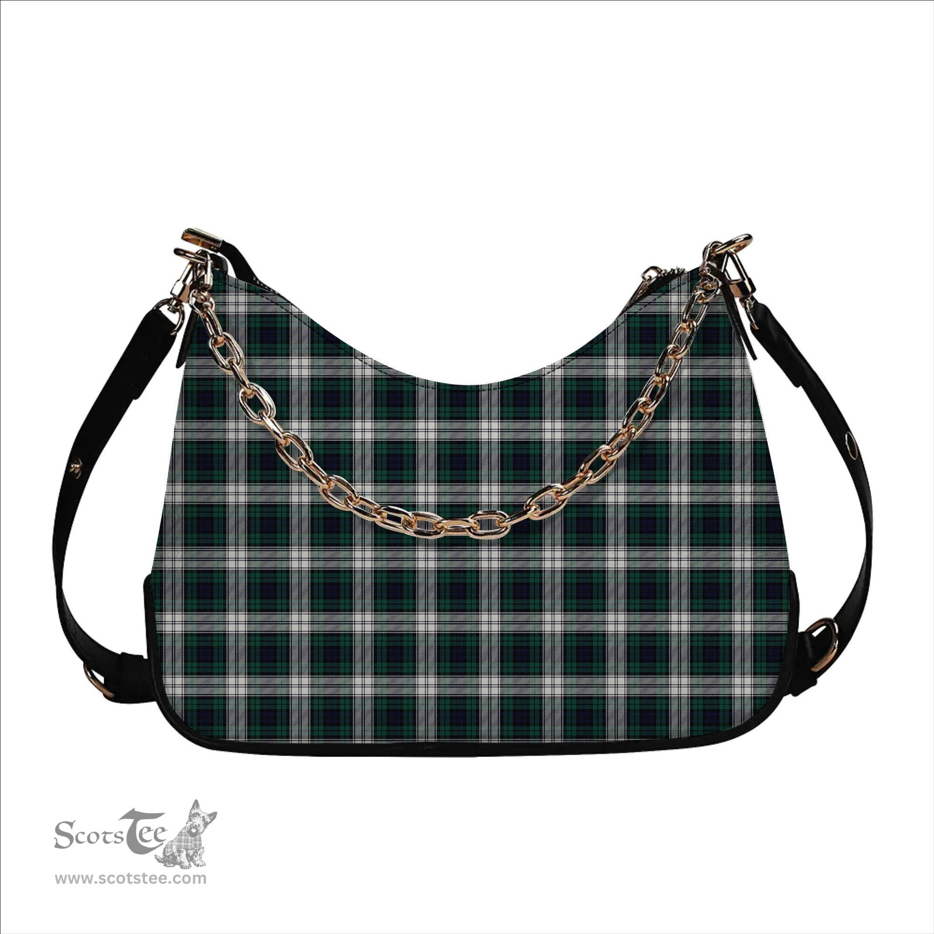 ScotsTee Shop Scottish Black Watch Dress Modern Tartan Handbag Women's Shoulder Bag With Chain