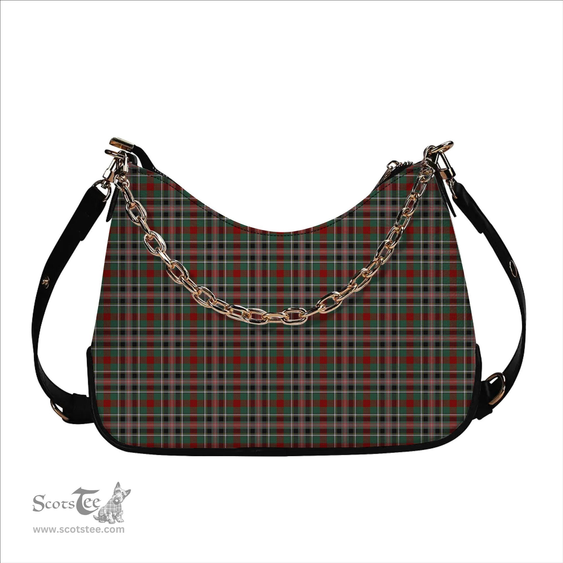 ScotsTee Shop Scottish Bruce of Kinnaird Tartan Handbag Women's Shoulder Bag With Chain