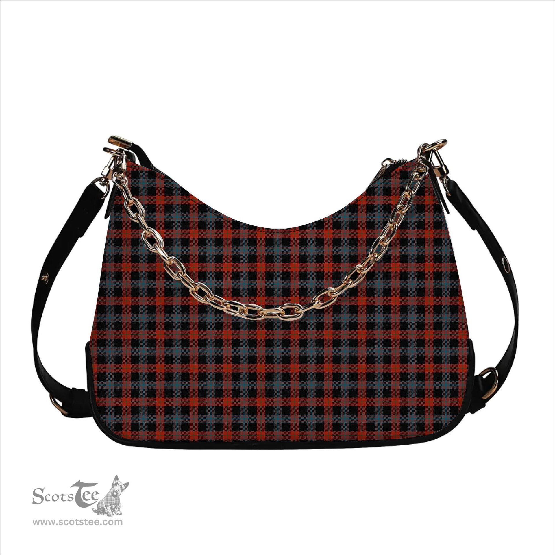 ScotsTee Shop Scottish Brown Ancient Tartan Handbag Women's Shoulder Bag With Chain