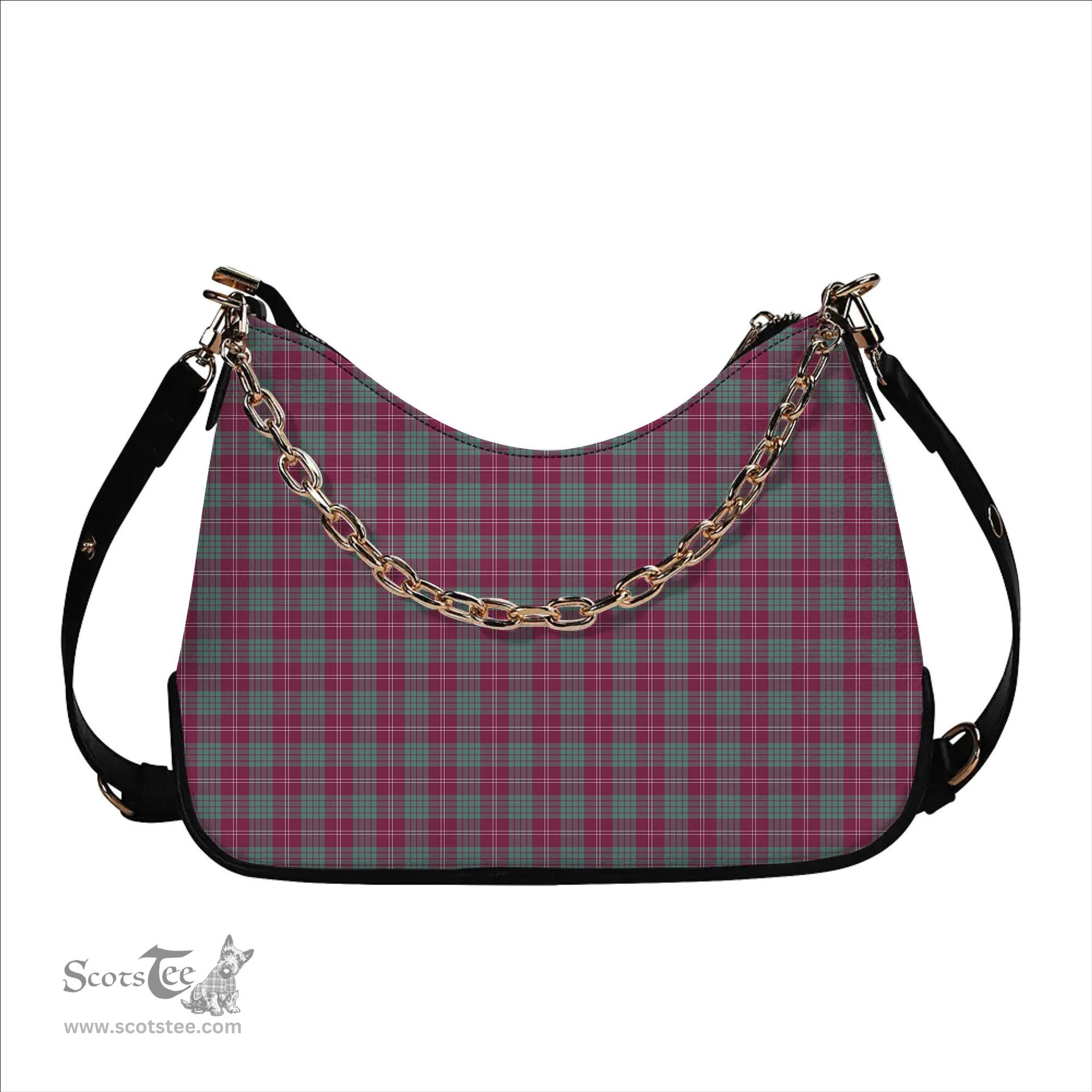 ScotsTee Shop Scottish Crawford Ancient Tartan Handbag Women's Shoulder Bag With Chain