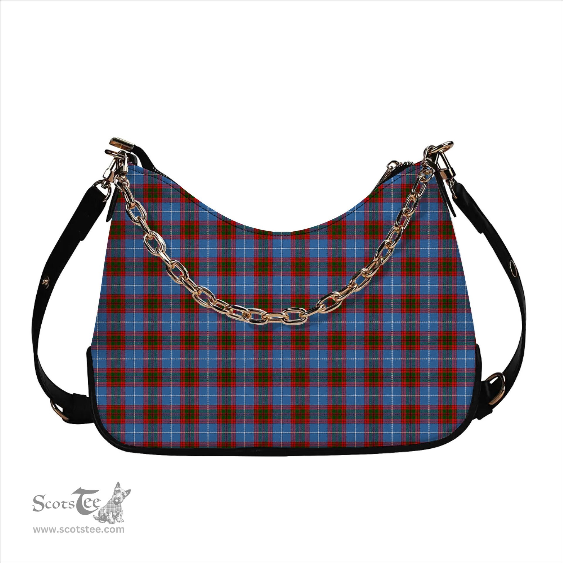 ScotsTee Shop Scottish Crichton Tartan Handbag Women's Shoulder Bag With Chain