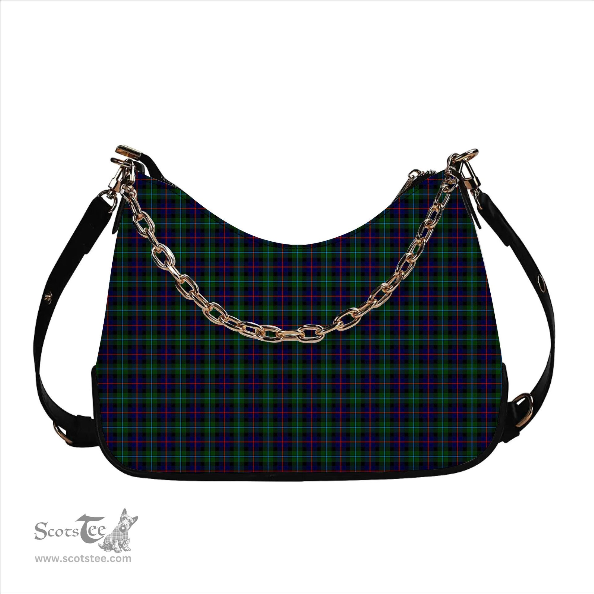 ScotsTee Shop Scottish Calder Modern Tartan Handbag Women's Shoulder Bag With Chain