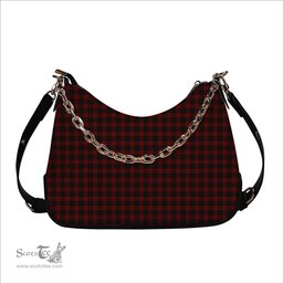 ScotsTee Shop Scottish Cameron Black and Red Tartan Handbag Women's Shoulder Bag With Chain