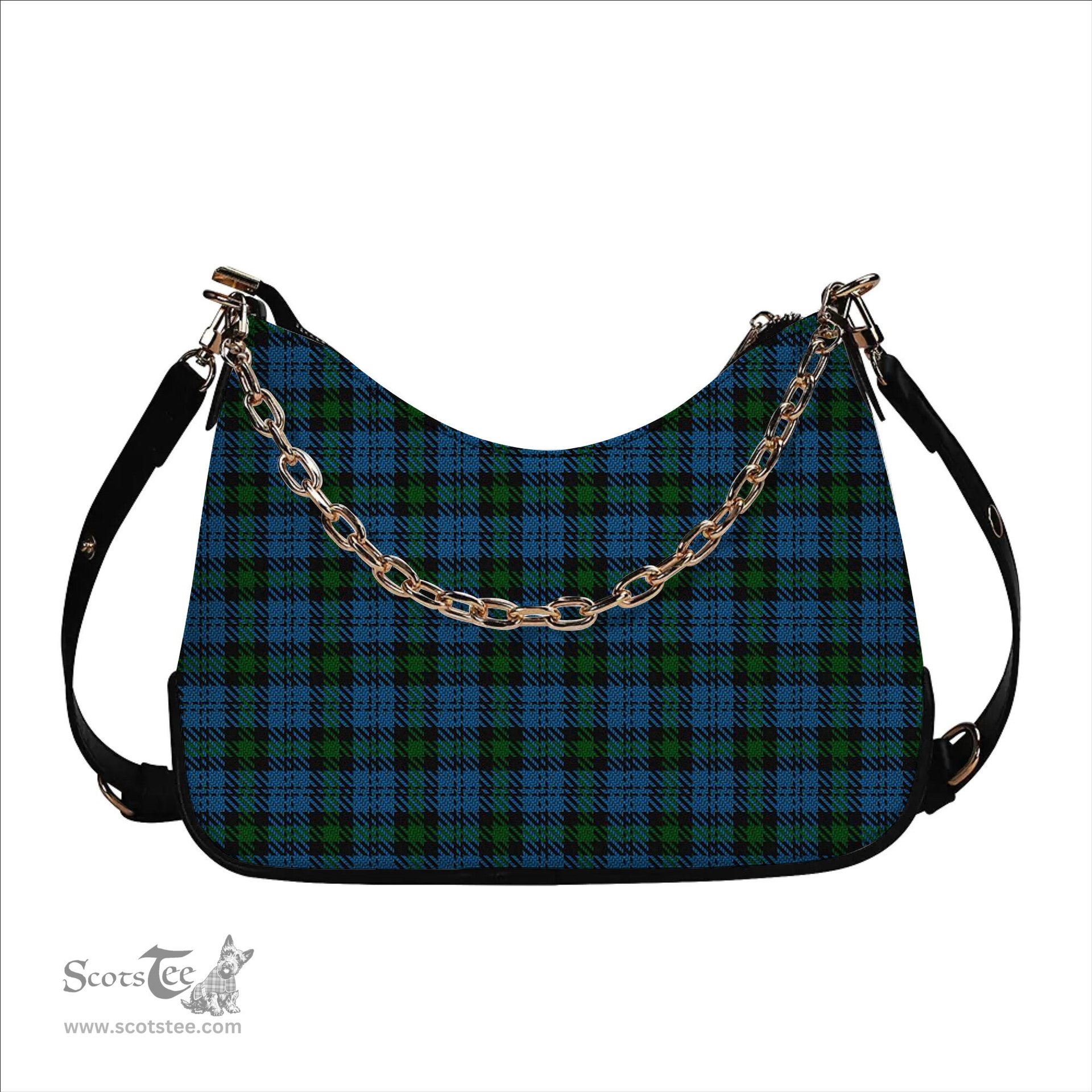 ScotsTee Shop Scottish Campbell of Glenlyon Tartan Handbag Women's Shoulder Bag With Chain