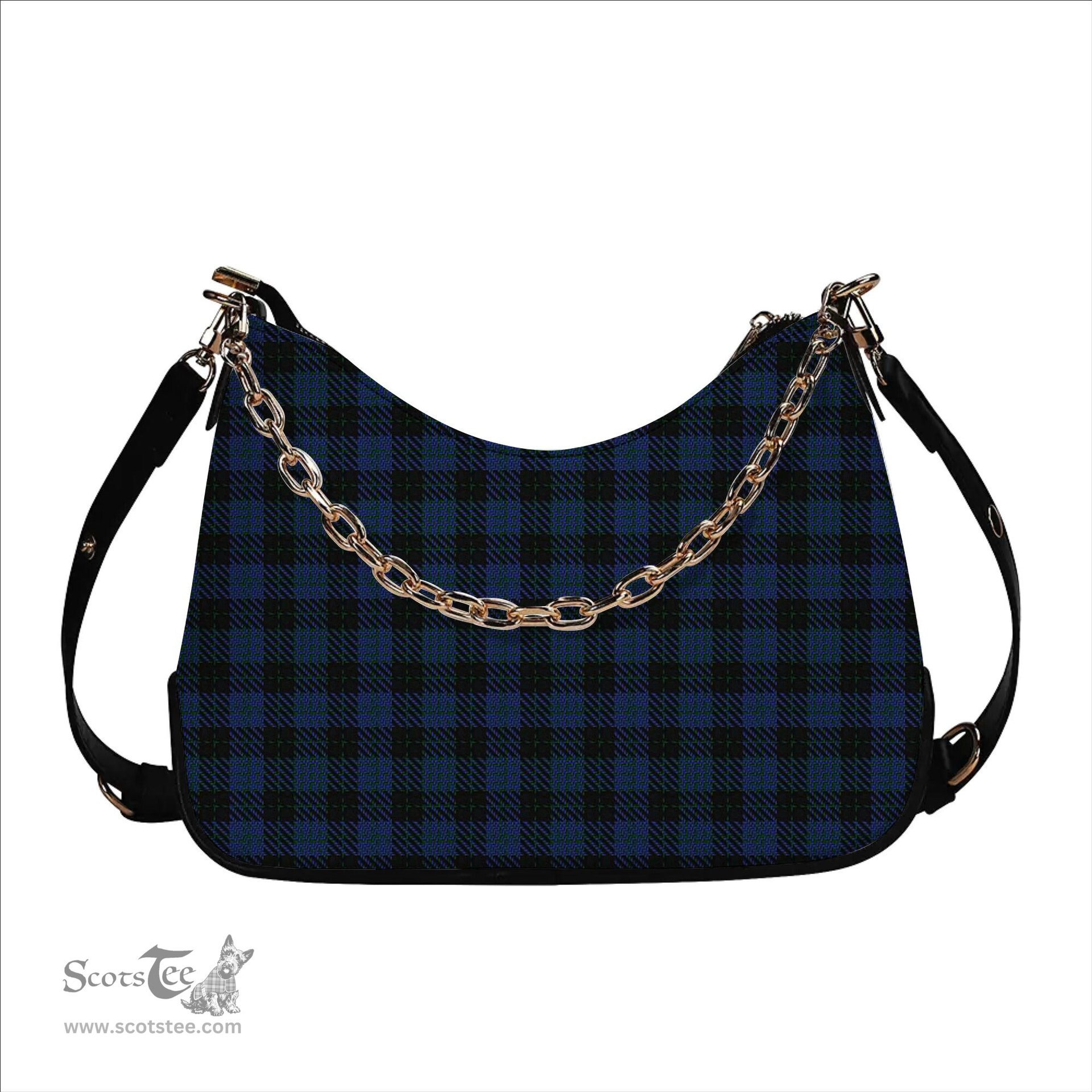ScotsTee Shop Scottish Clergy Green lines 2 Tartan Handbag Women's Shoulder Bag With Chain