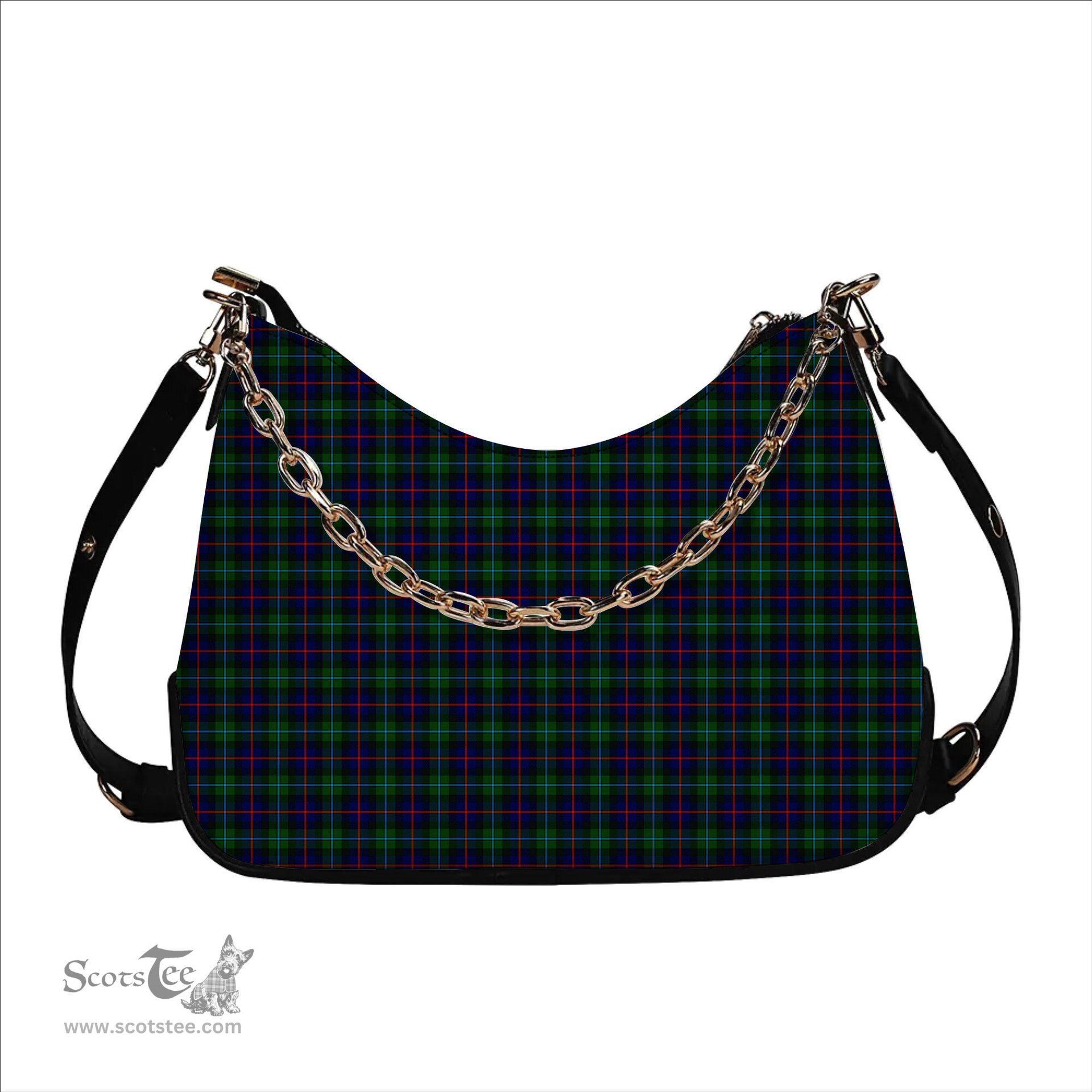 ScotsTee Shop Scottish Campbel of Cawdor Modern Tartan Handbag Women's Shoulder Bag With Chain
