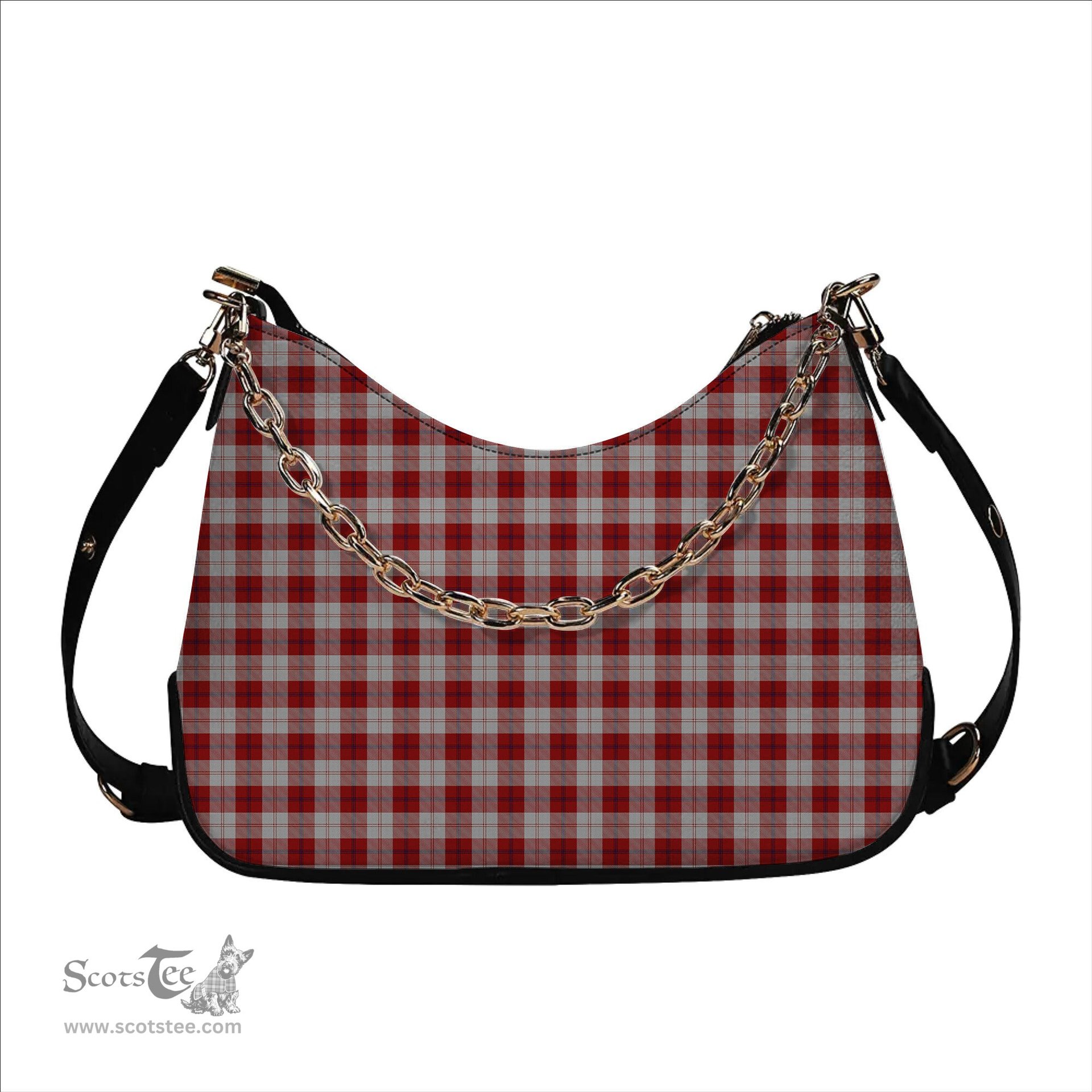 ScotsTee Shop Scottish Cunningham Dress Tartan Handbag Women's Shoulder Bag With Chain