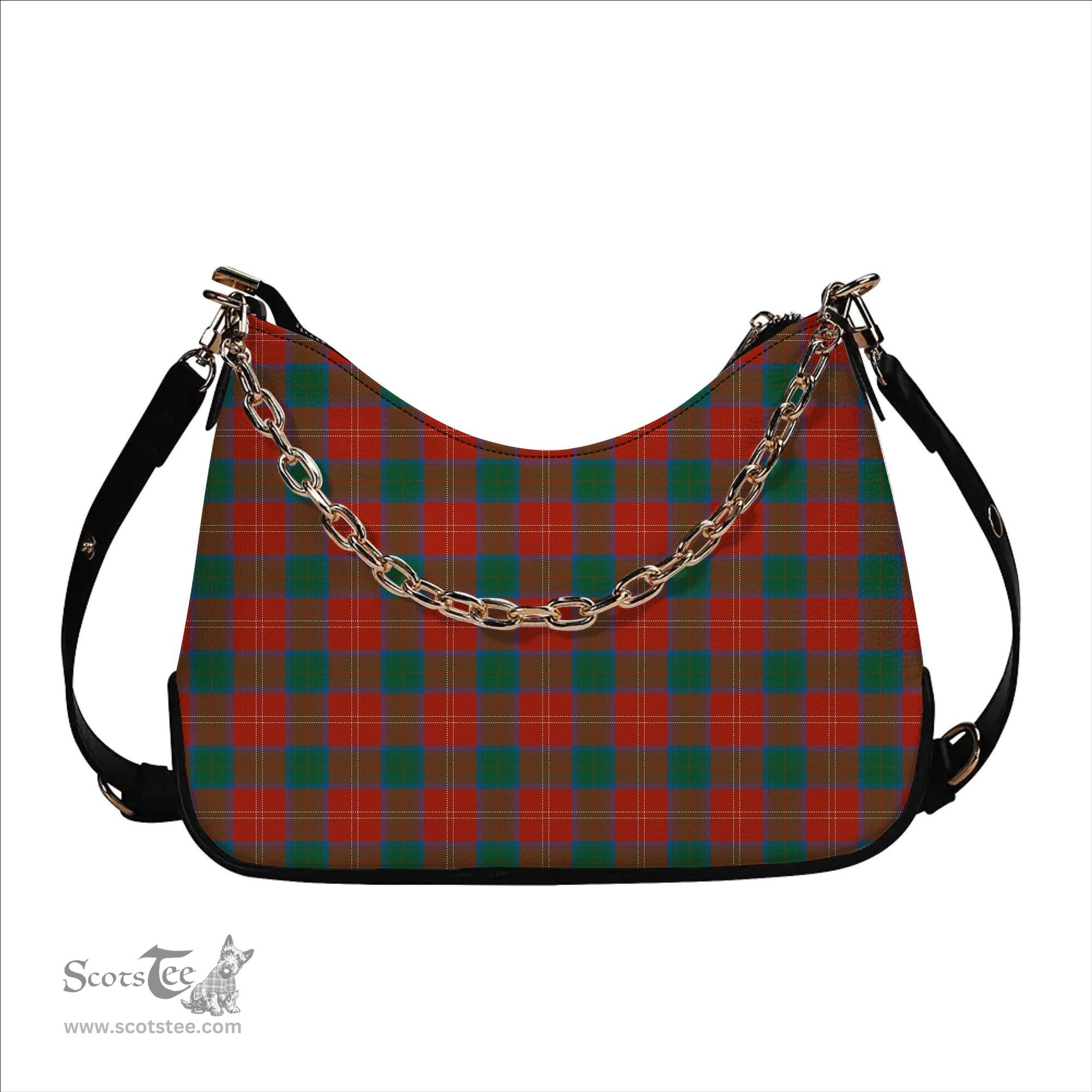 ScotsTee Shop Scottish Chisholm Ancient Tartan Handbag Women's Shoulder Bag With Chain