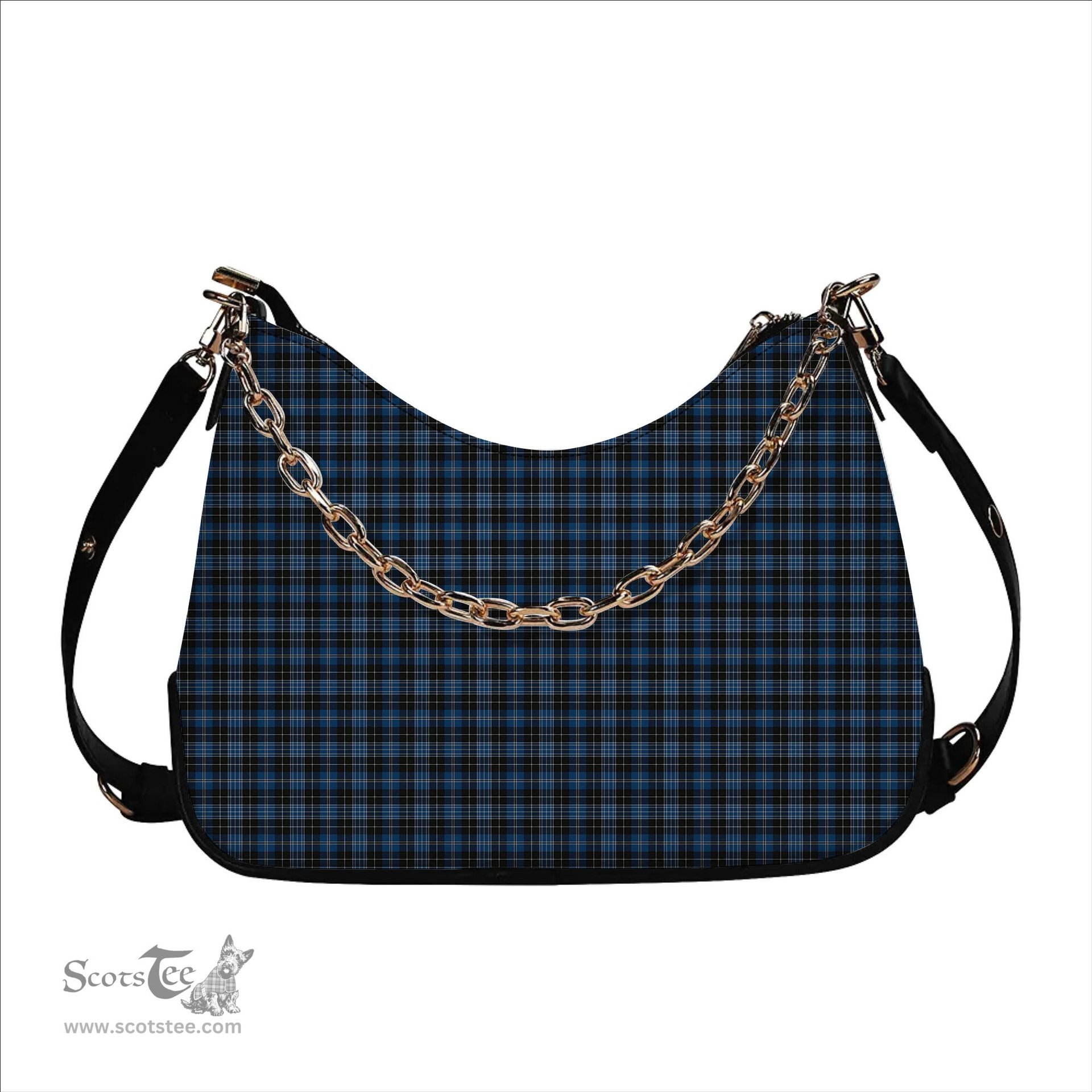 ScotsTee Shop Scottish Clergy Blue Tartan Handbag Women's Shoulder Bag With Chain