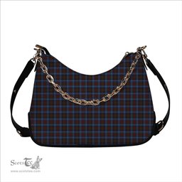 ScotsTee Shop Scottish Cockburn Brown Modern Tartan Handbag Women's Shoulder Bag With Chain