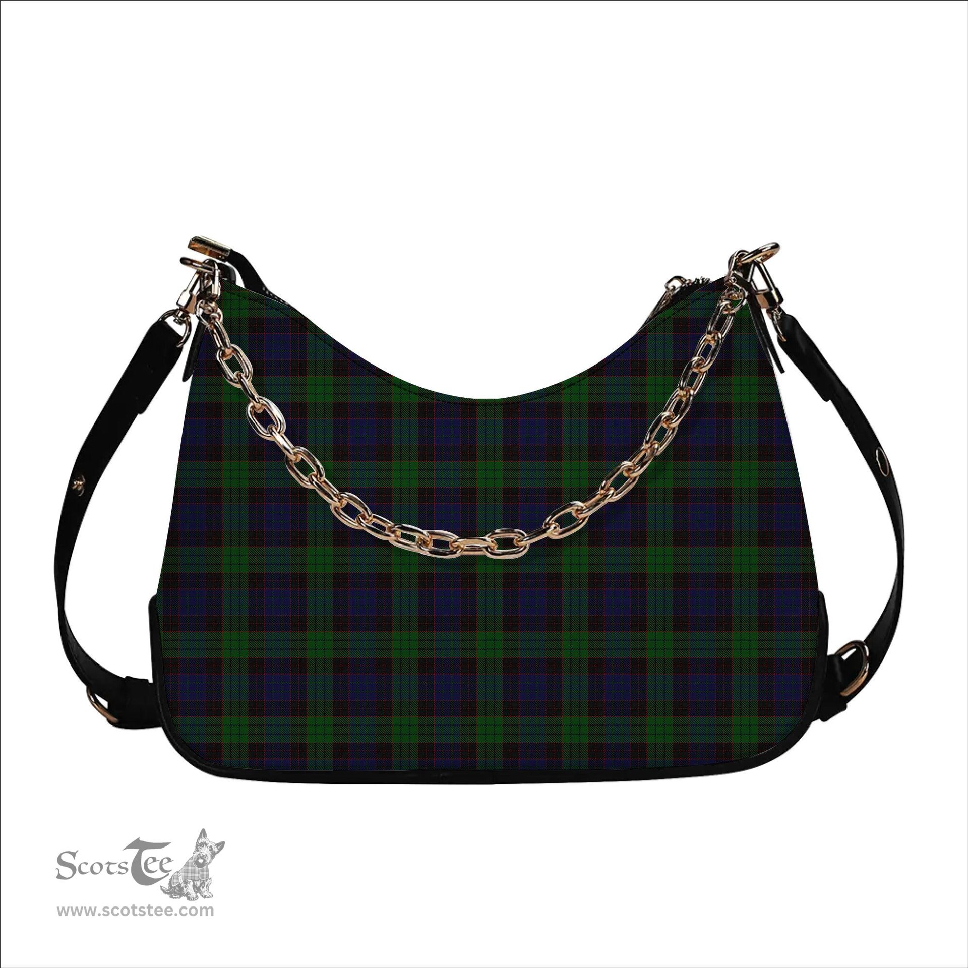 ScotsTee Shop Scottish Stewart Old Tartan Handbag Women's Shoulder Bag With Chain