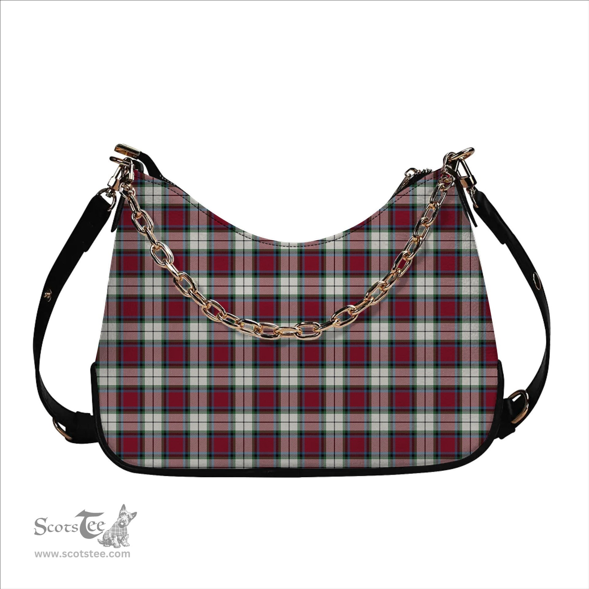 ScotsTee Shop Scottish Rose Dress Modern Tartan Handbag Women's Shoulder Bag With Chain