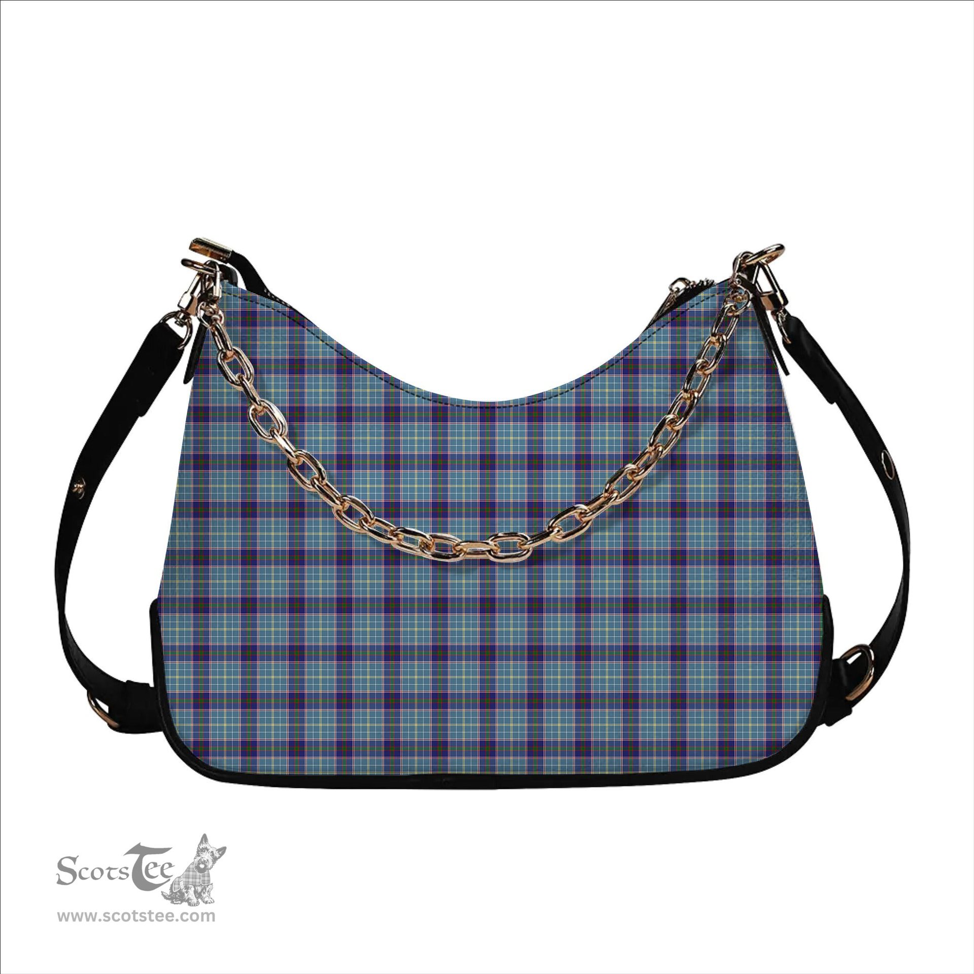 ScotsTee Shop Scottish Texas Bluebonnet Tartan Handbag Women's Shoulder Bag With Chain