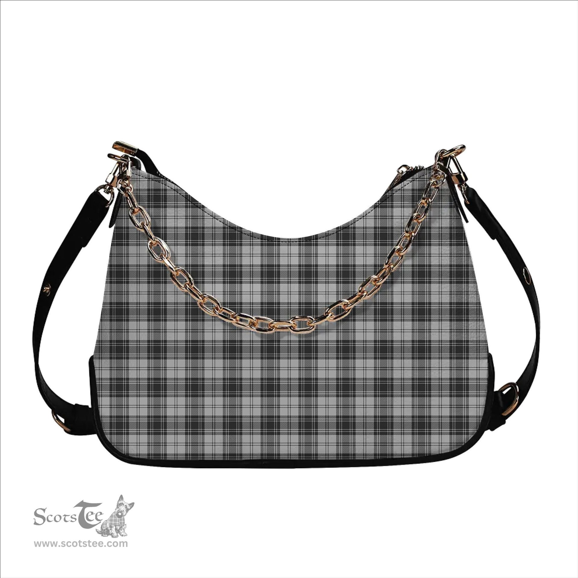 ScotsTee Shop Scottish Sandilands Grey Tartan Handbag Women's Shoulder Bag With Chain