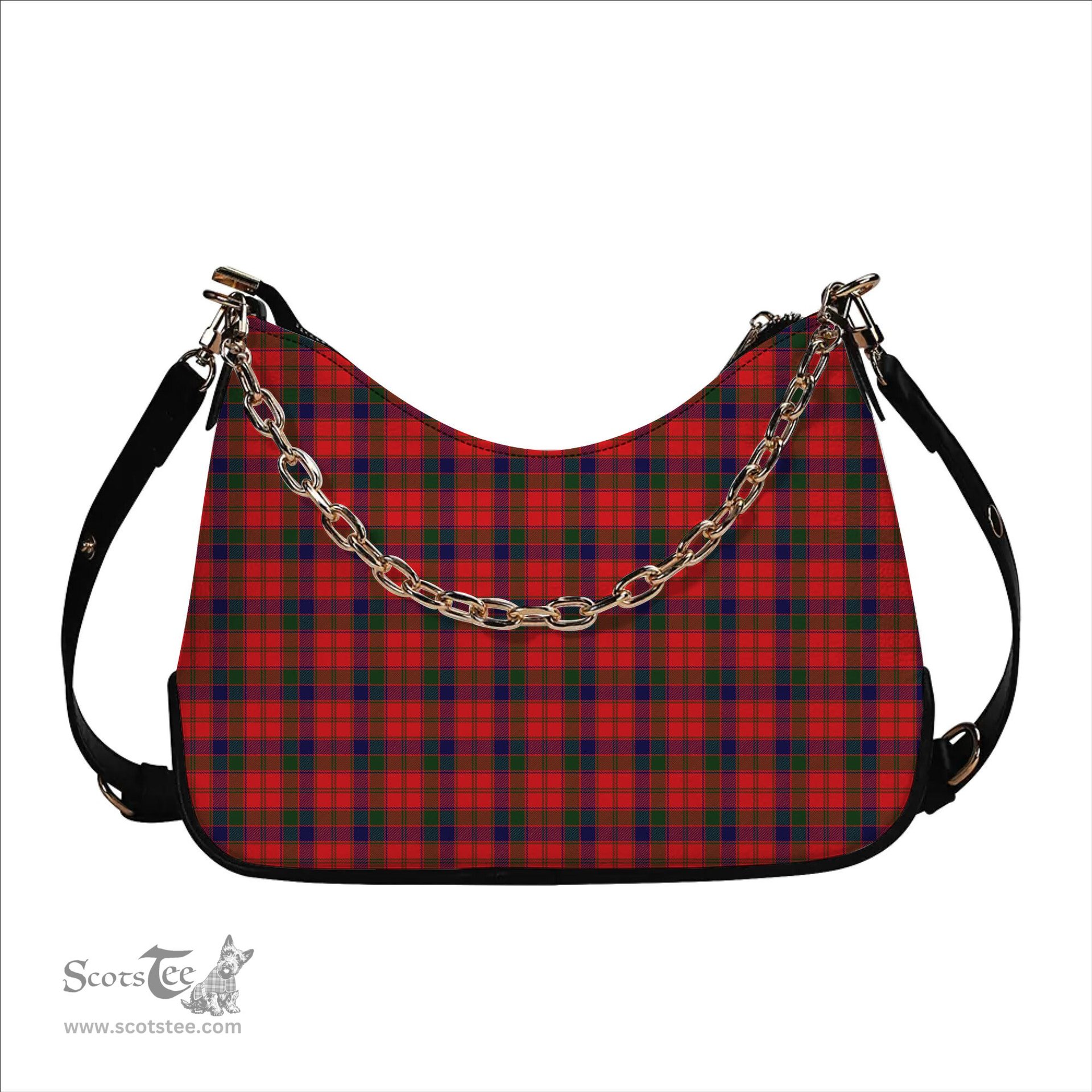ScotsTee Shop Scottish Robertson Modern Tartan Handbag Women's Shoulder Bag With Chain