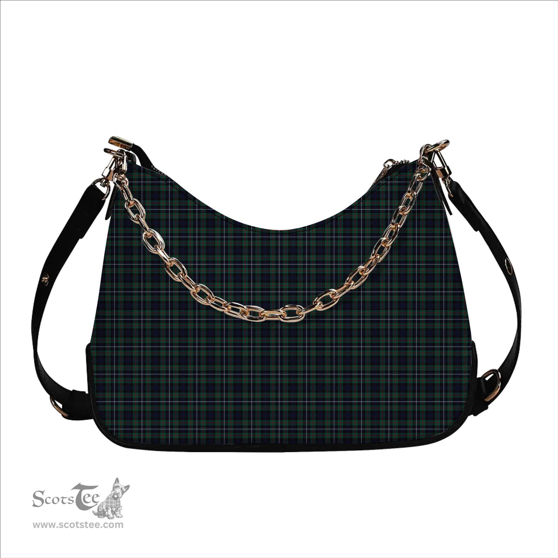 ScotsTee Shop Scottish Robertson Hunting Modern Clan Tartan Handbag Women's Shoulder Bag With Chain