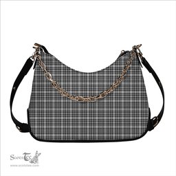 ScotsTee Shop Scottish Scott Black and White Modern Tartan Handbag Women's Shoulder Bag With Chain